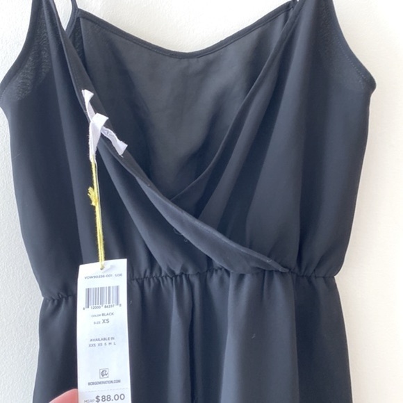 BCBGeneration Tie Strap Lace Trim Romper in Black - Picture 9 of 10